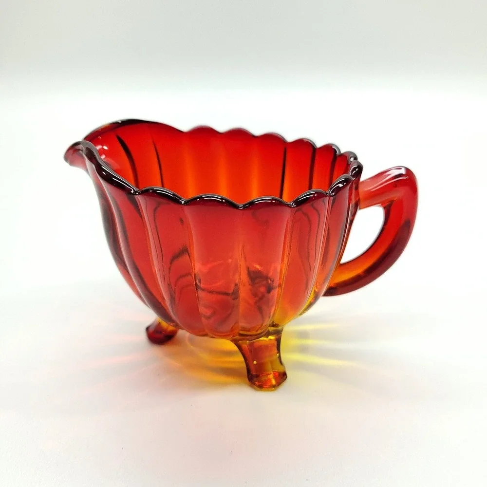 Imperial‎ Glass Amberina Pillar Flute Creamer Handle Round 1940's Vintage Retro
